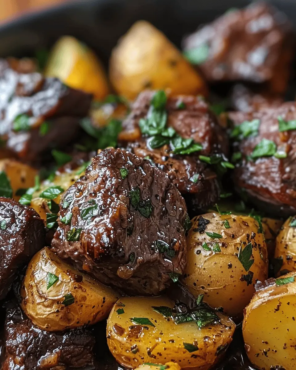 Garlic Butter Beef Bites: A Juicy Dinner with Potatoes