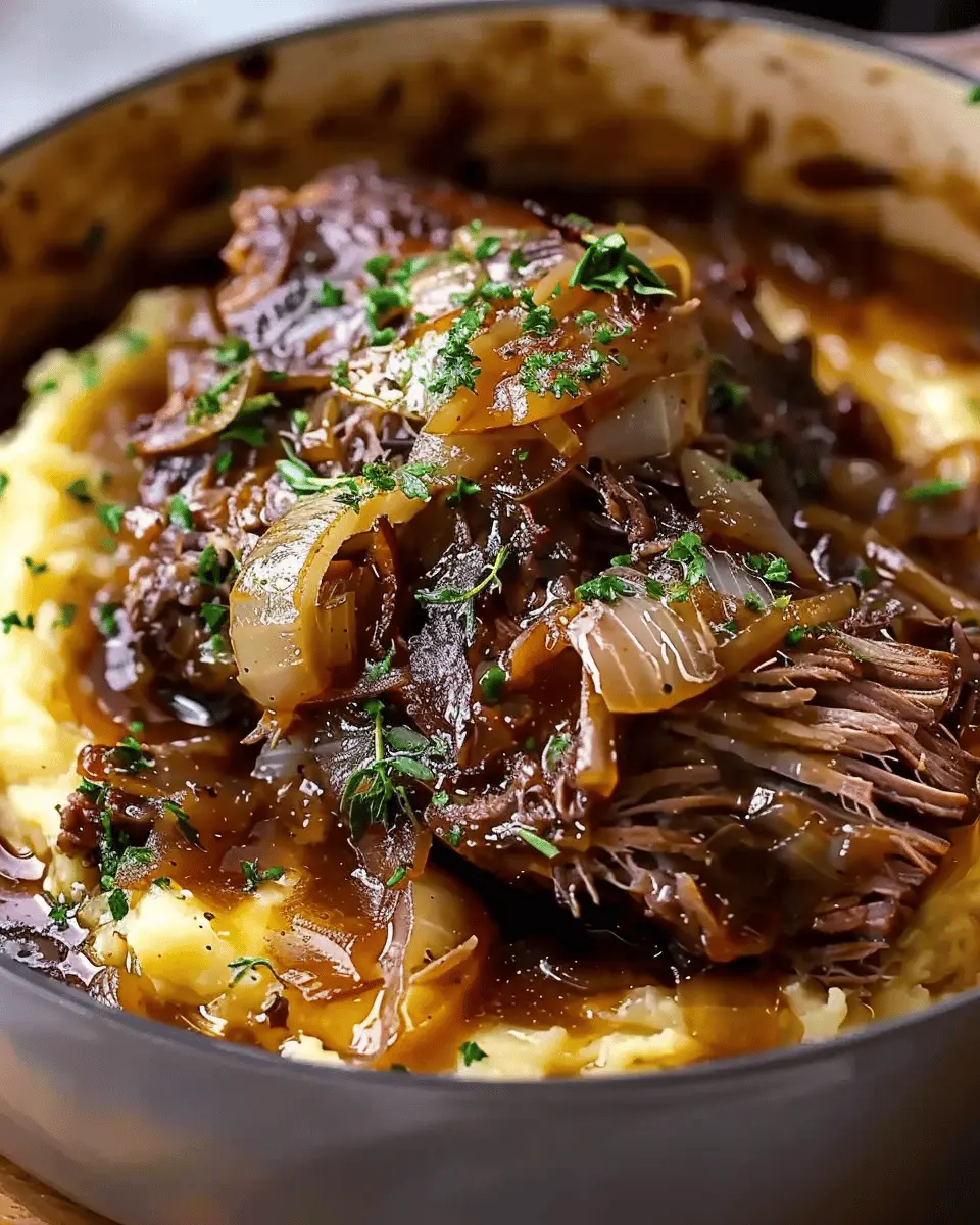 Comforting French Onion Pot Roast with Turkey Bacon Delight