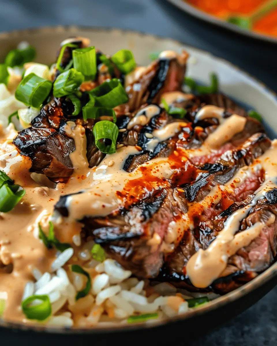 Korean BBQ Steak Rice Bowls with Spicy Cream Sauce: Easy Homemade Delight