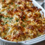French Onion Chicken Orzo Casserole