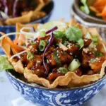 Teriyaki Chicken Wonton Taco Bowls