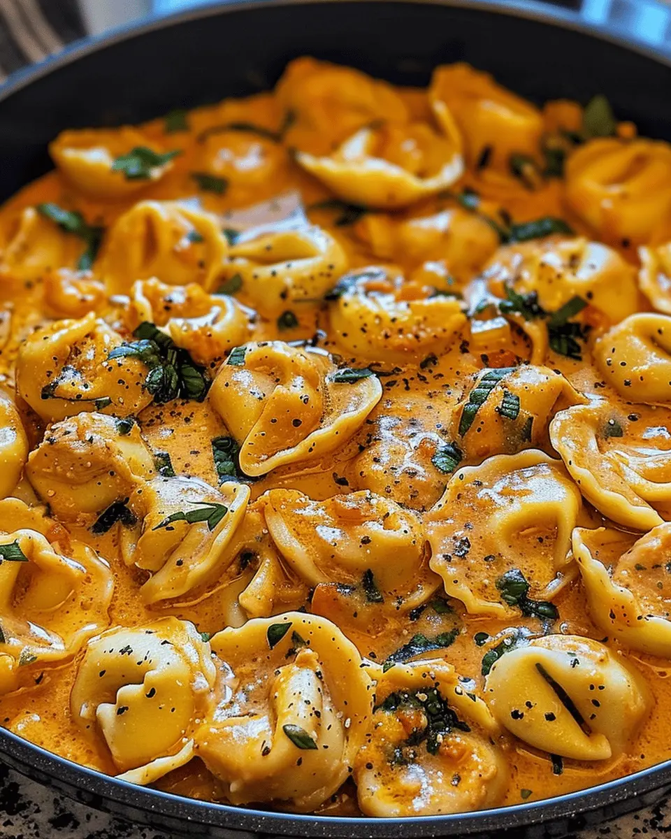 One-Pot Spicy Garlic Butter Chicken Tortellini Delight